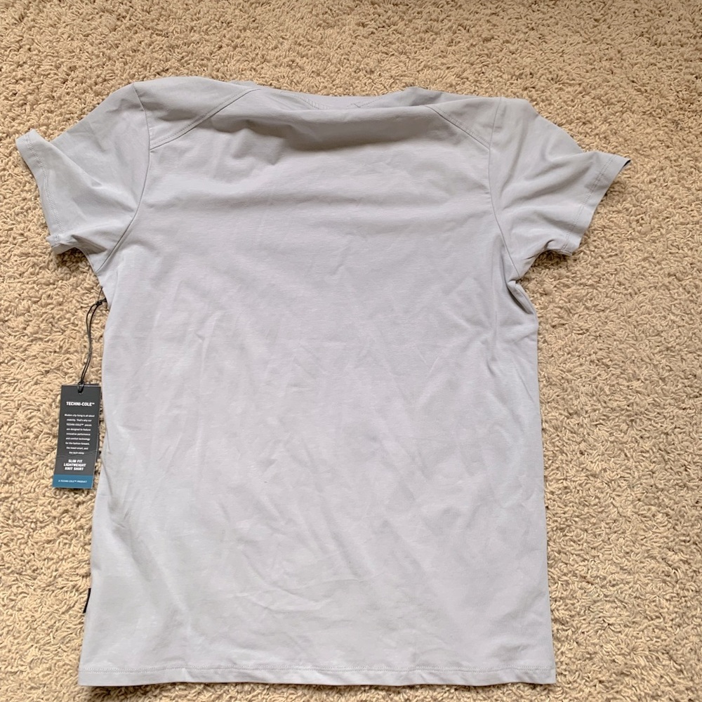 Kenneth Cole, gray lightweight knit shirt.